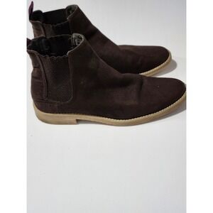 H&M Mens Chocolate Brown Faux Suede Chelsea Boots Ankle Casual Shoes Metro